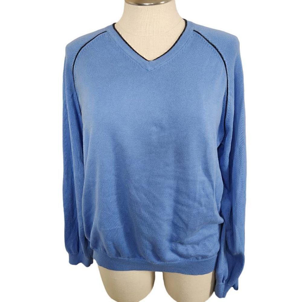 Izod XFG Cool-FX vneck sweater blue black trim size XL‎